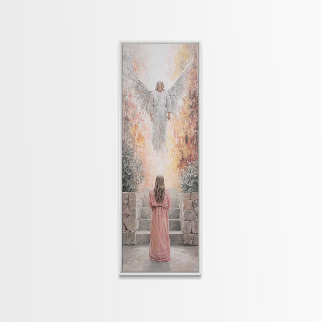 Heaven’s Bright Ascent – Framed Canvas Print – Tall Narrow Wall Art – Christian Art Canvas – Christian Wall Art – Jesus Painting – Christia