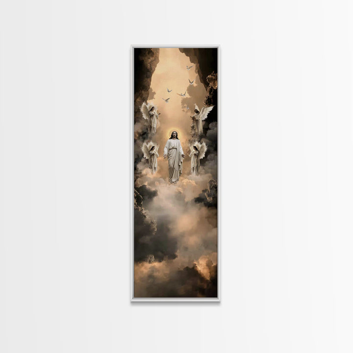Glory In The Clouds, Framed Canvas Print, Tall Narrow Wall Art, Christian Wall Art, Jesus Painting, Christian Art Canvas, Christian Art