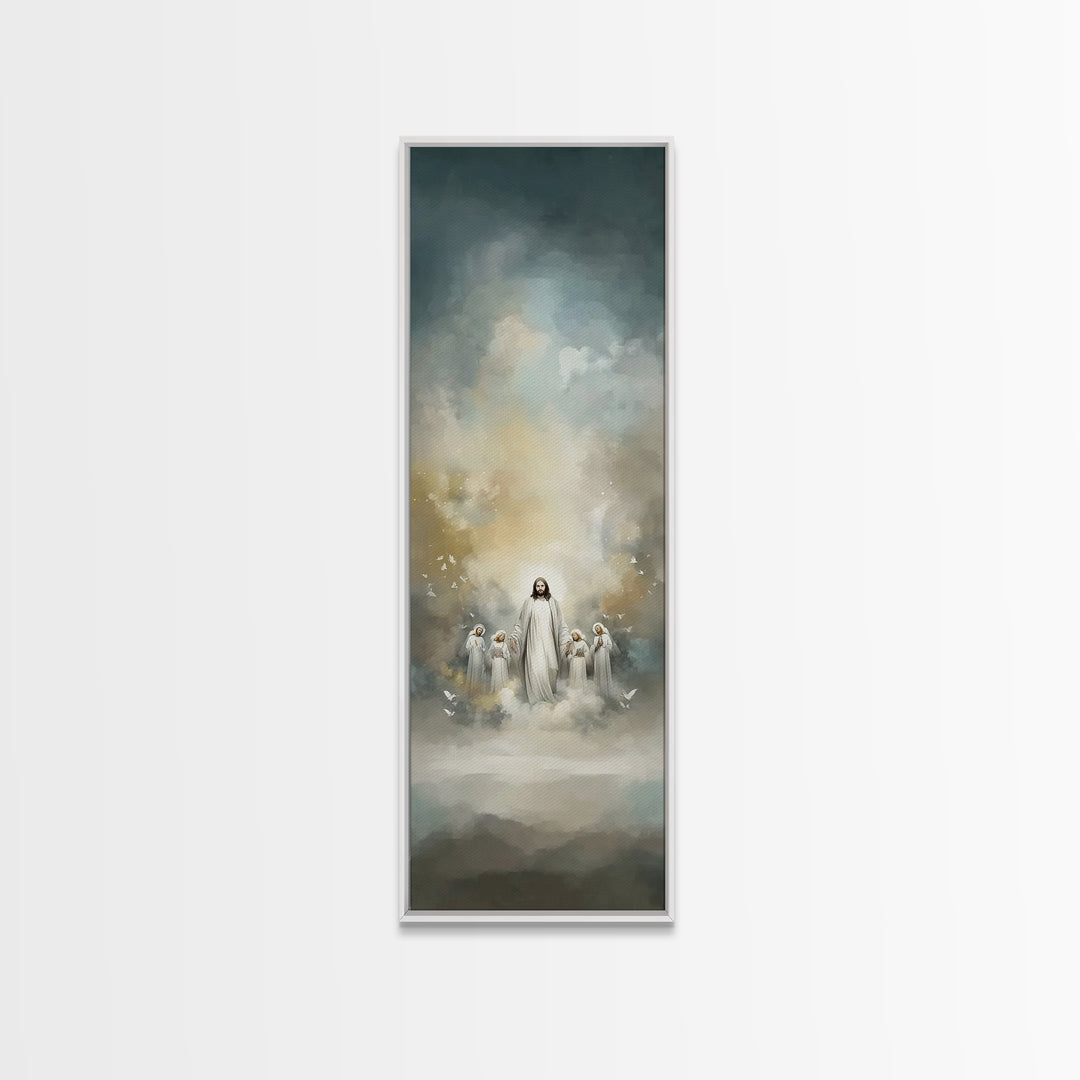 Clouds Of Witnesses, Framed Canvas Print, Tall Skinny Art Print, Christian Wall Art, Christian Art Canvas, Christian Painting, Christian Ar