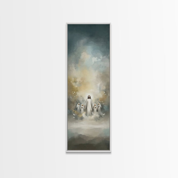 Clouds Of Witnesses, Framed Canvas Print, Tall Skinny Art Print, Christian Wall Art, Christian Art Canvas, Christian Painting, Christian Ar