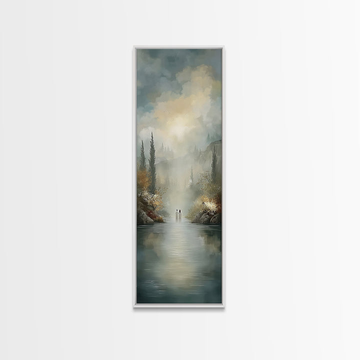 Garden Light Peace – Framed Canvas Print – Christian Art Canvas – Large Jesus Painting – Tall Narrow Wall Art – Christian Wall Art – Modern