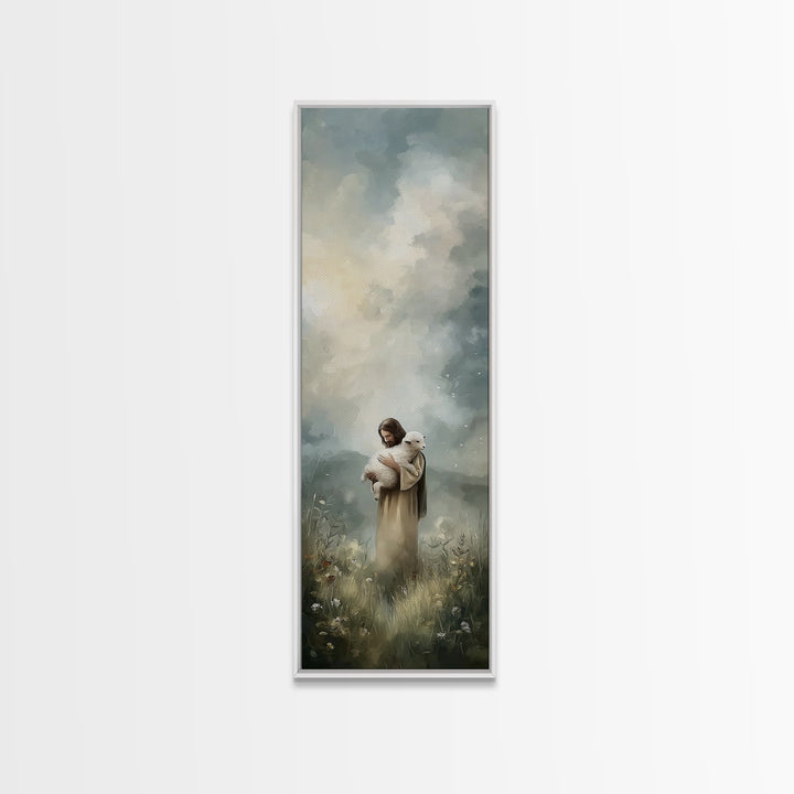 Pasture Of Grace, Framed Canvas Print, Christian Wall Art, Jesus Painting Canvas, Skinny Art, Christian Art Canvas, Modern Christian Art, C