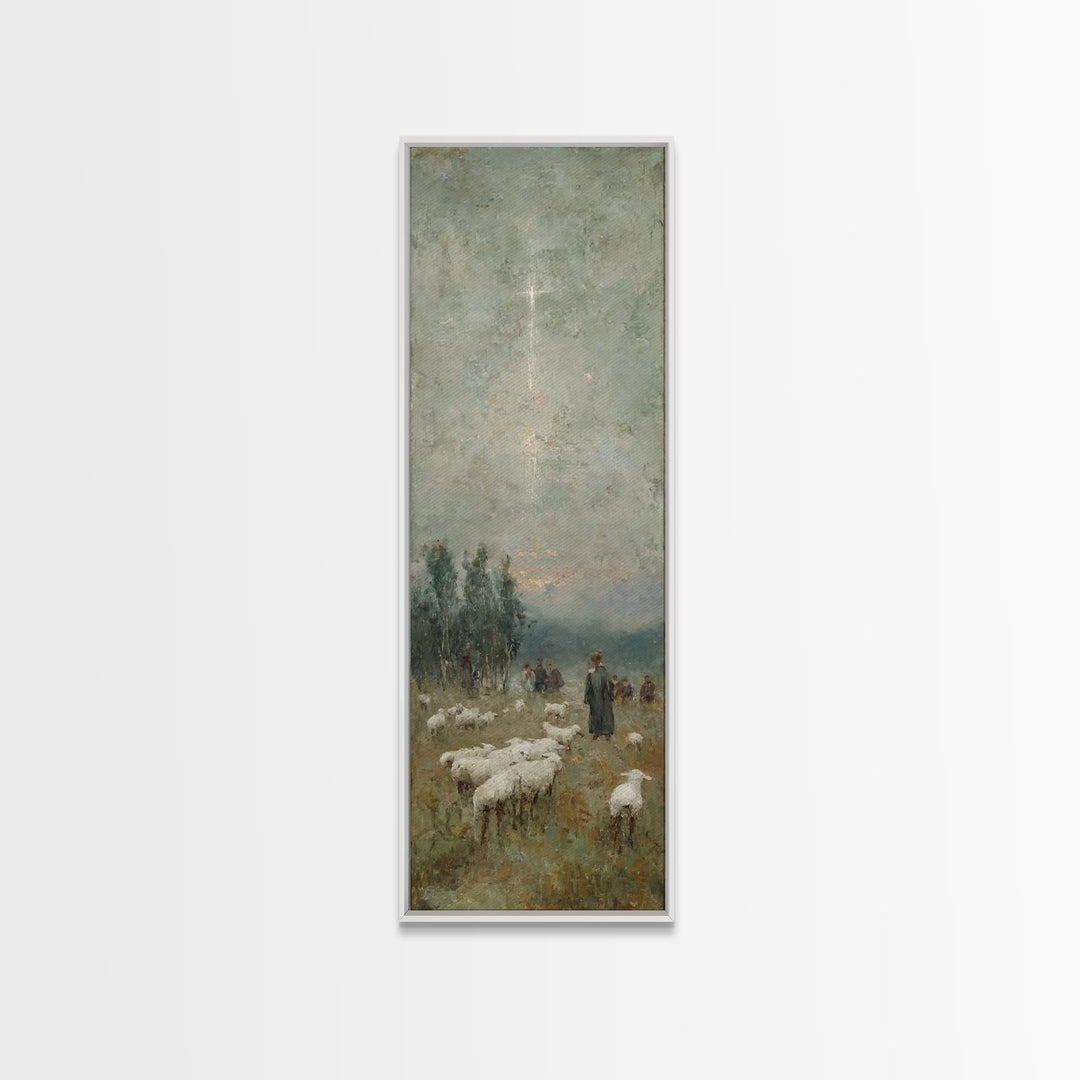 Pastoral Midnight Star – Framed Canvas Print – Skinny Art – Christian Christmas Art – Christian Wall Art – Christian Art Canvas – Christmas