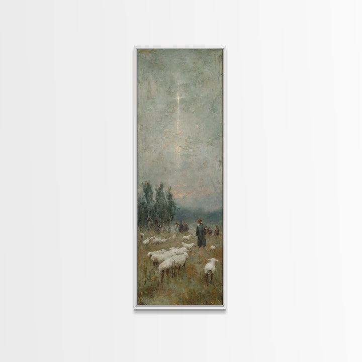 Pastoral Midnight Star – Framed Canvas Print – Skinny Art – Christian Christmas Art – Christian Wall Art – Christian Art Canvas – Christmas