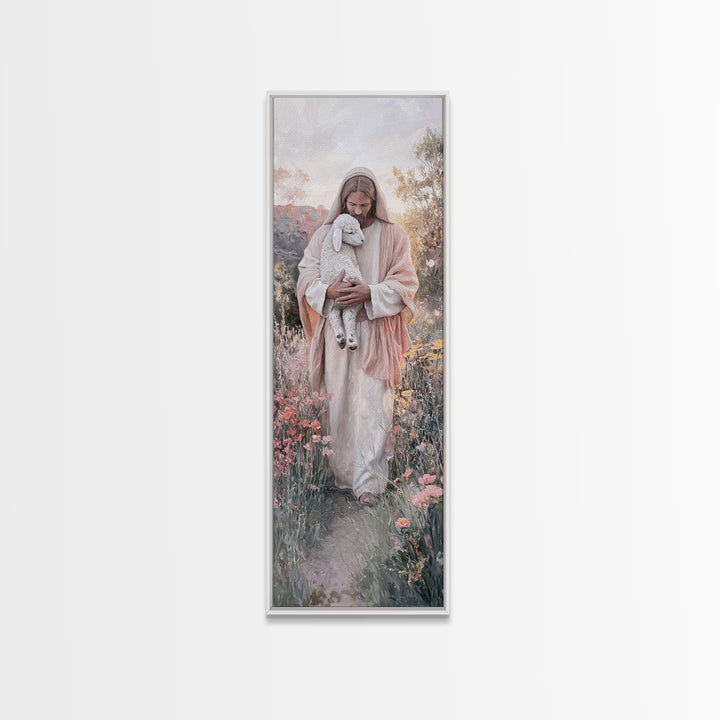 Fields Of Comfort – Framed Canvas Print – Christian Art Canvas – Large Jesus Painting – Tall Narrow Wall Art – Christian Wall Art – Christi