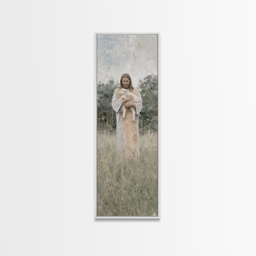 Gentle Shepherd Peace | Framed Canvas Print | Skinny Art | Christian Art Canvas | Jesus Painting | Modern Christian Art