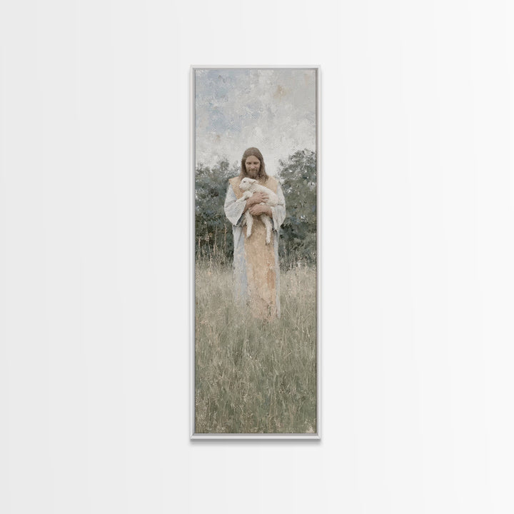 Gentle Shepherd Peace | Framed Canvas Print | Skinny Art | Christian Art Canvas | Jesus Painting | Modern Christian Art