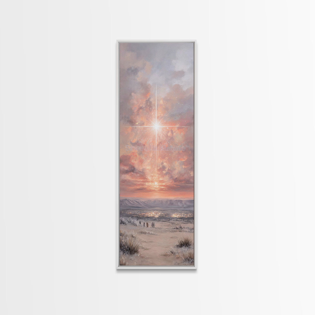 Radiant Dawn Star – Framed Canvas Print – Tall Skinny Art Print – Christmas Wall Art – Christian Art – Christmas Canvas Wall Art