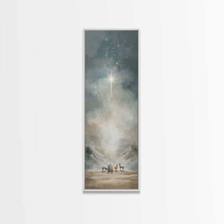 Silent Star Wonder – Framed Canvas Print – Skinny Art – Christian Christmas Decor – Christmas Wall Art – Christian Art