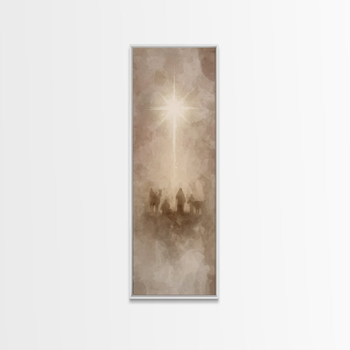 Glory In The Heavens, Framed Canvas Print, Narrow Art, Christian Christmas Art, Jesus Painting Canvas, Christmas Art Work
