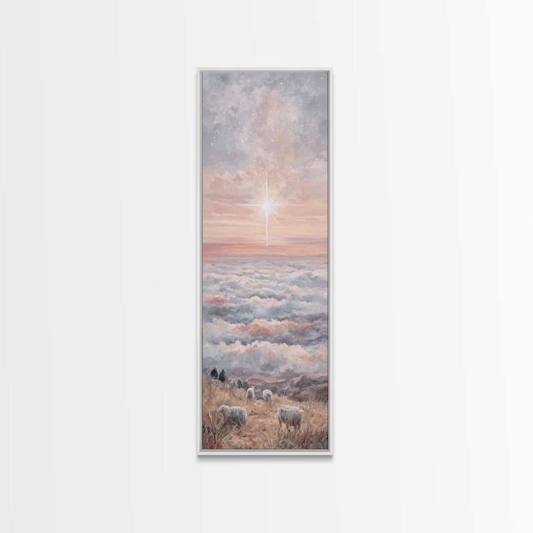 Dawn Of Promise – Framed Canvas Print – Narrow Art – Christian Art – Christian Art Canvas – Christian Wall Art – Christmas Art