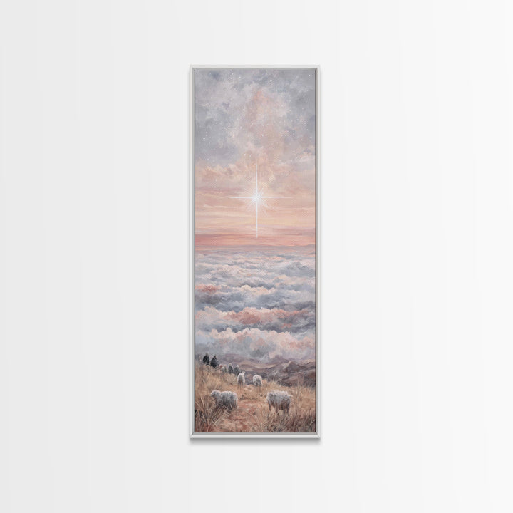 Dawn Of Promise – Framed Canvas Print – Narrow Art – Christian Art – Christian Art Canvas – Christian Wall Art – Christmas Art