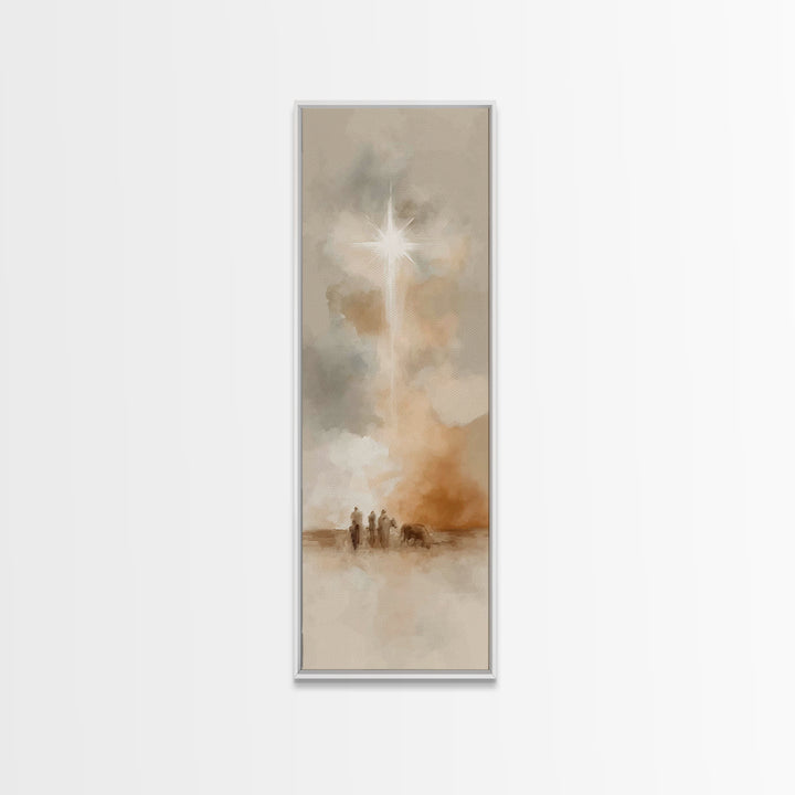 Holy Night Vision – Framed Canvas Print – Tall Skinny Art Print – Christian Art – Christmas Wall Art – Christian Art Gift