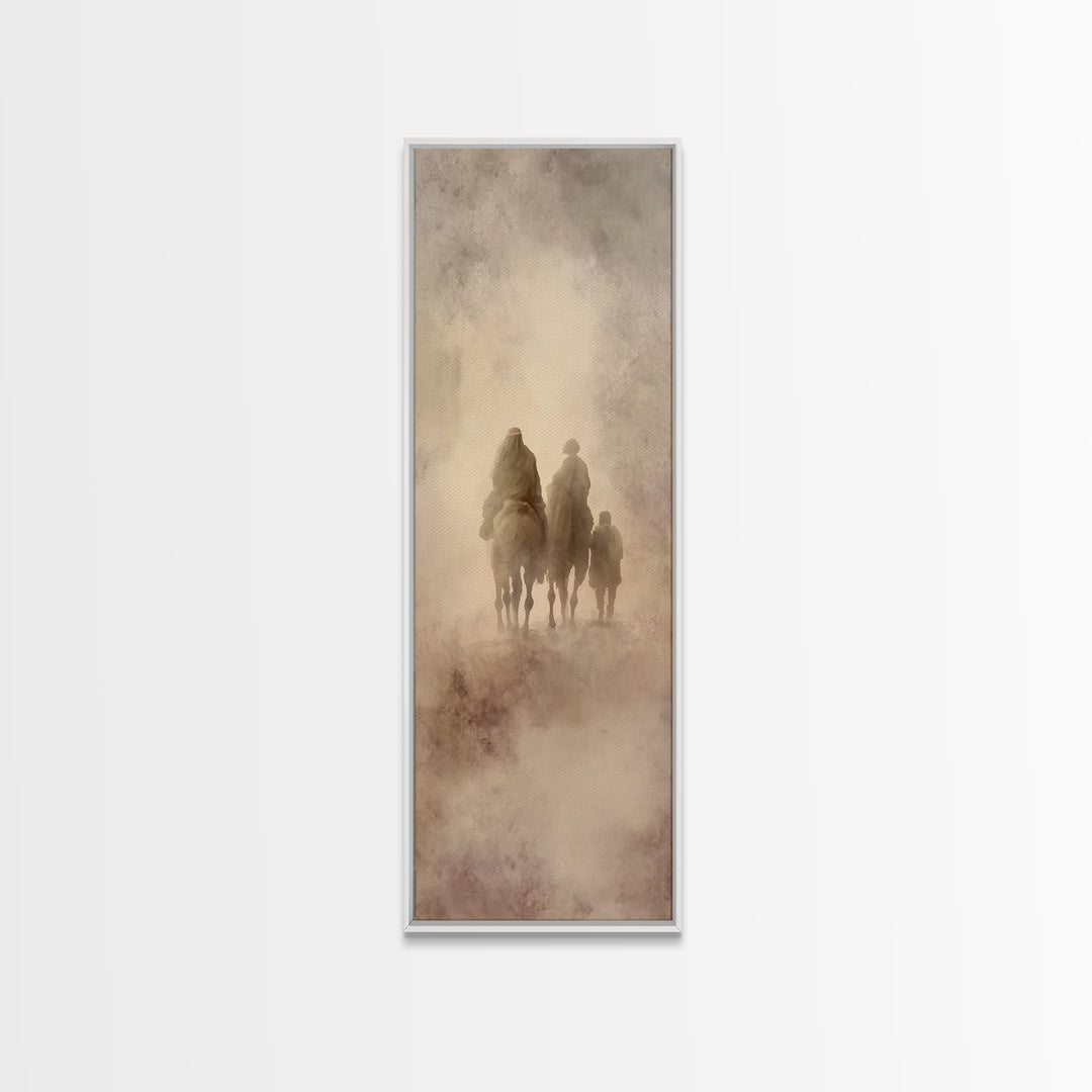 Faithful Caravan, Framed Canvas Print, Tall Skinny Art Print, Christian Paintings, Christmas Canvas Wall Art, Christian Art