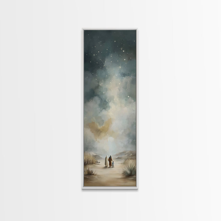 Heavenly Promise – Framed Canvas Print – Christian Art Canvas – Christian Wall Art – Narrow Art – Christian Painting – Christmas Art