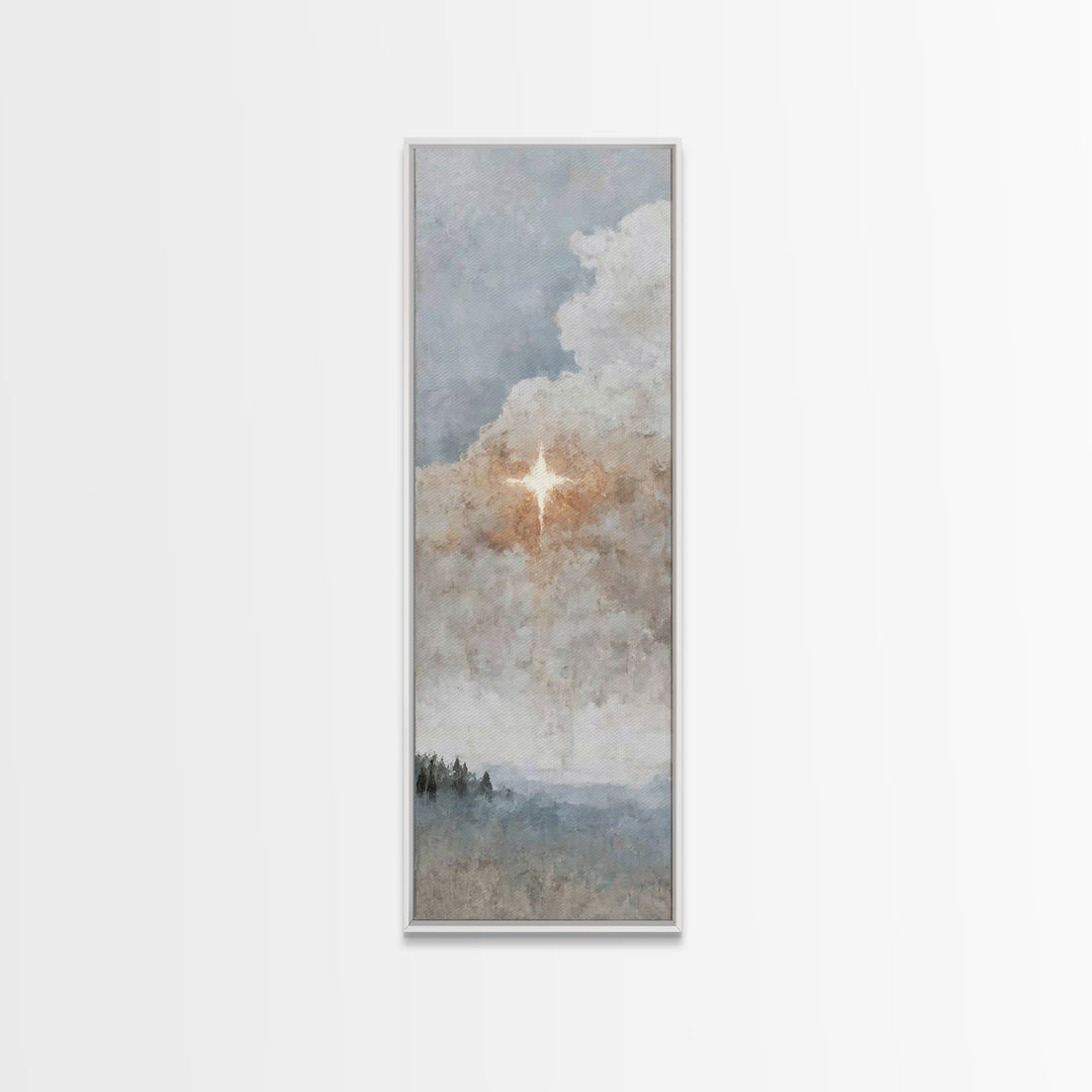 Horizon Star Glow – Framed Canvas Print – Tall Narrow Wall Art – Christian Art Canvas – Christian Wall Art – Modern Christian Art – Christm