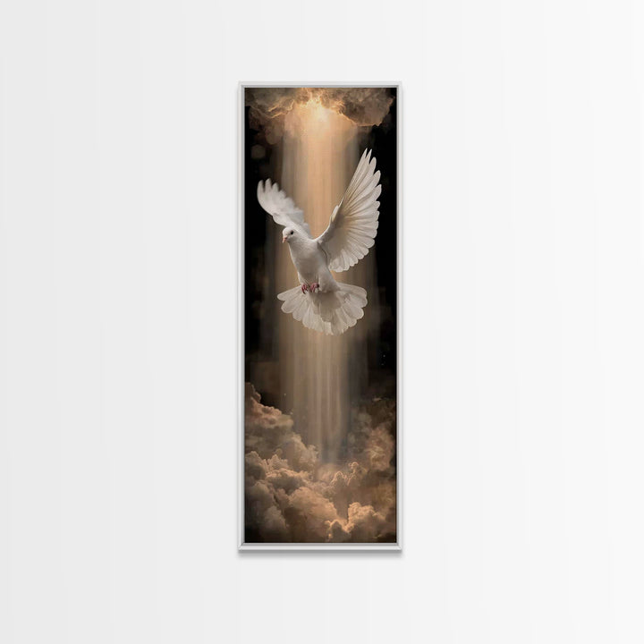 Heavenly Light Dove – Framed Canvas Print – Christian Wall Art – Christian Art – Subtle Christian Art – Skinny Art – Christian Art Canvas