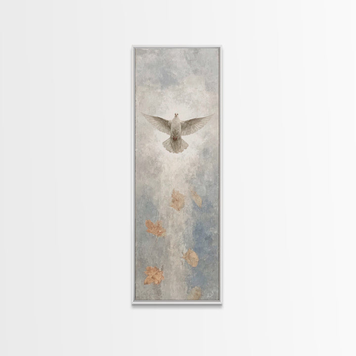 Spirit Above Stillness – Framed Canvas Print – Christian Art – Blue Christian Art – Christian Wall Art – Tall Narrow Wall Art – Christian A