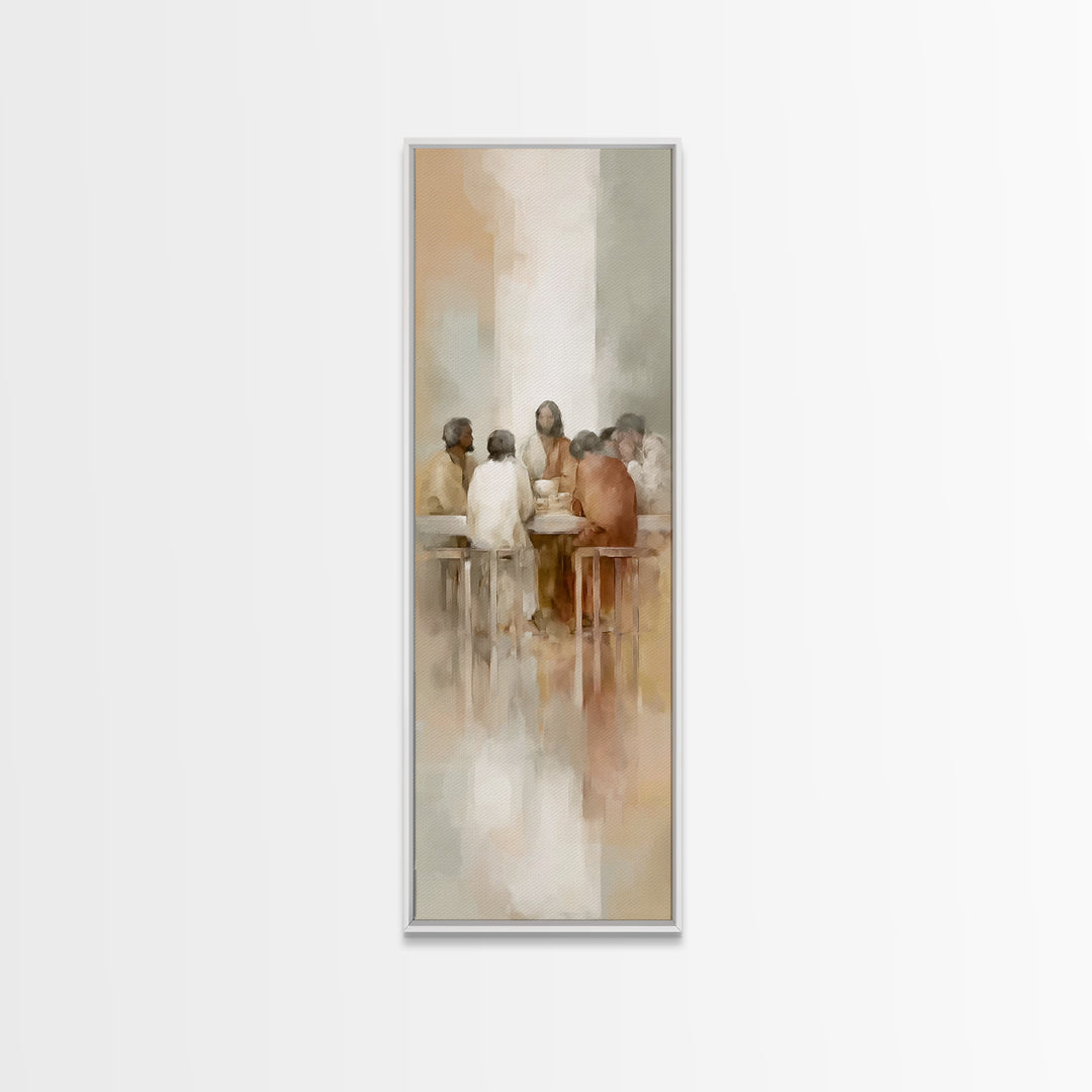 Heavenly Supper Light – Framed Canvas Print – Christian Wall Art – Jesus Painting – Christian Art Canvas – Tall Skinny Art Print – Christia