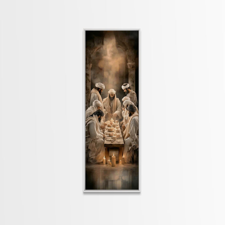 Sacred Table Glory | Framed Canvas Print | Christian Art Canvas | Jesus Wall Art | Christian Painting | Narrow Art | Christmas Art | Christ