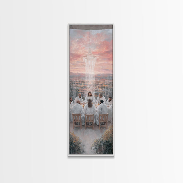 Divine Gathering Calm – Framed Canvas Print – Christian Art – Jesus Canvas Art – Modern Christian Painting – Tall Narrow Wall Art – Christi