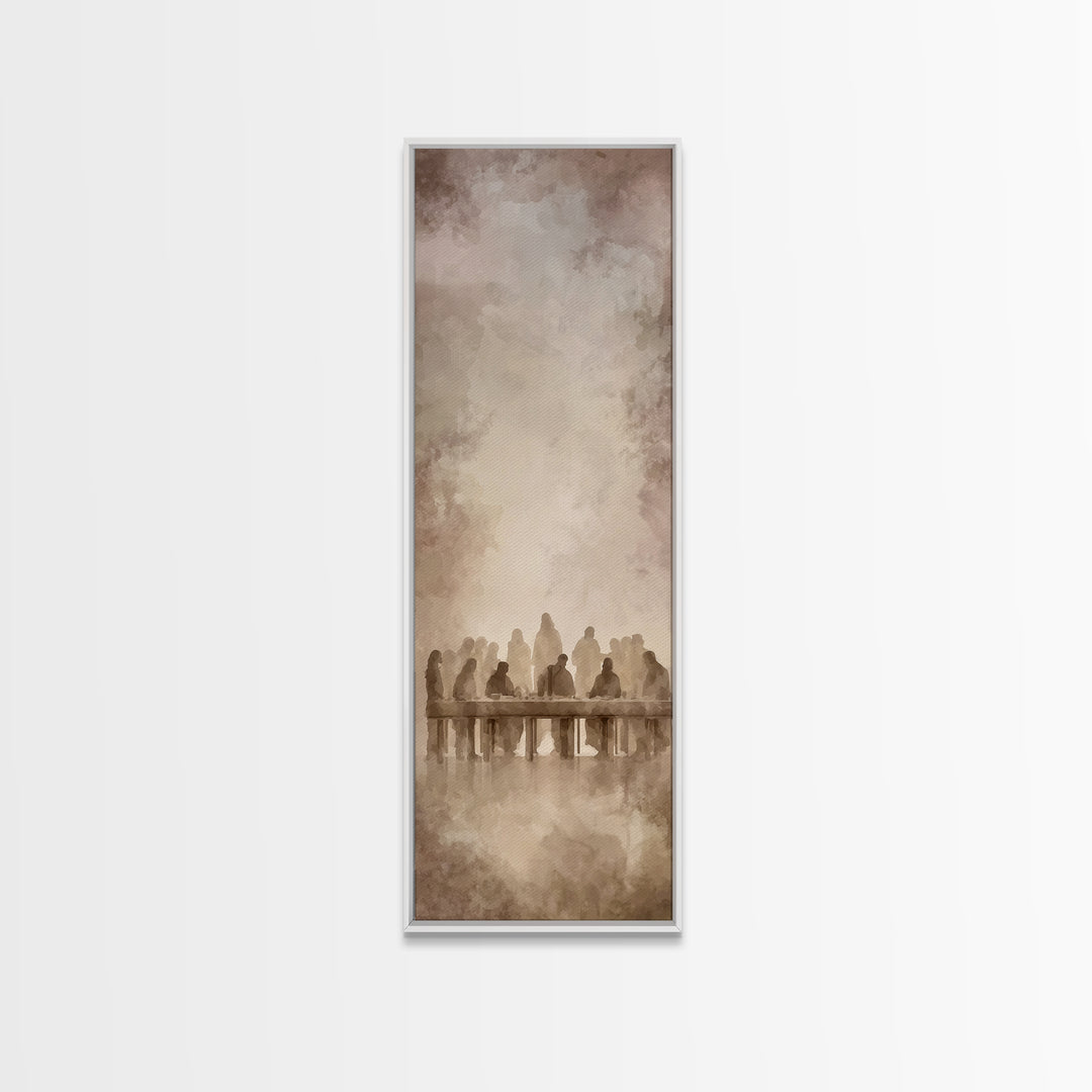 Holy Evening Grace | Framed Canvas Print | Christian Wall Art | Jesus Painting | Christian Art Work | Narrow Art | Christmas Wall Art | Chr