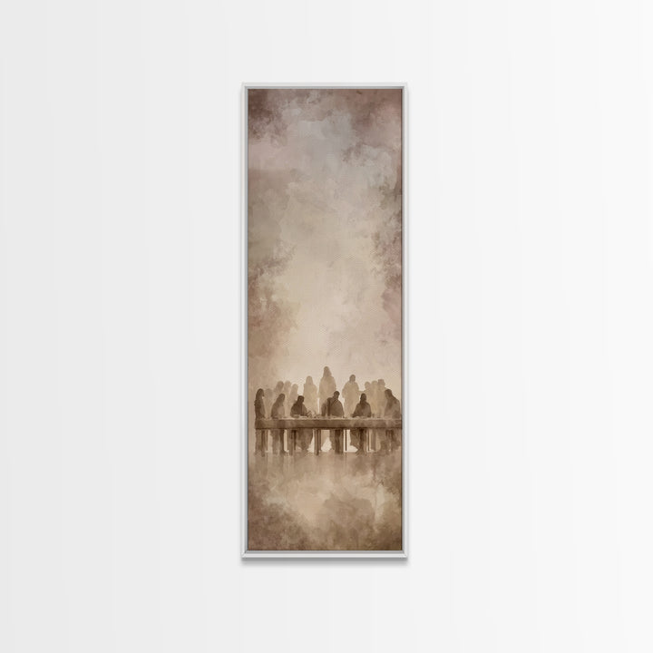 Holy Evening Grace | Framed Canvas Print | Christian Wall Art | Jesus Painting | Christian Art Work | Narrow Art | Christmas Wall Art | Chr