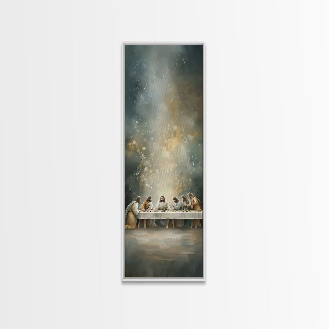 Divine Supper Horizon, Framed Canvas Print, Christian Art, Jesus Painting Canvas, Christian Wall Art, Narrow Art, Christian Christmas Art,