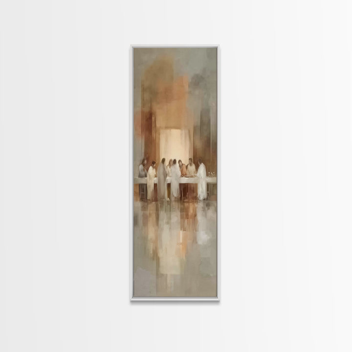 Sacred Supper Glow – Framed Canvas Print – Christian Wall Art – Jesus Painting – Christian Art Canvas – Tall Skinny Art Print – Christian C
