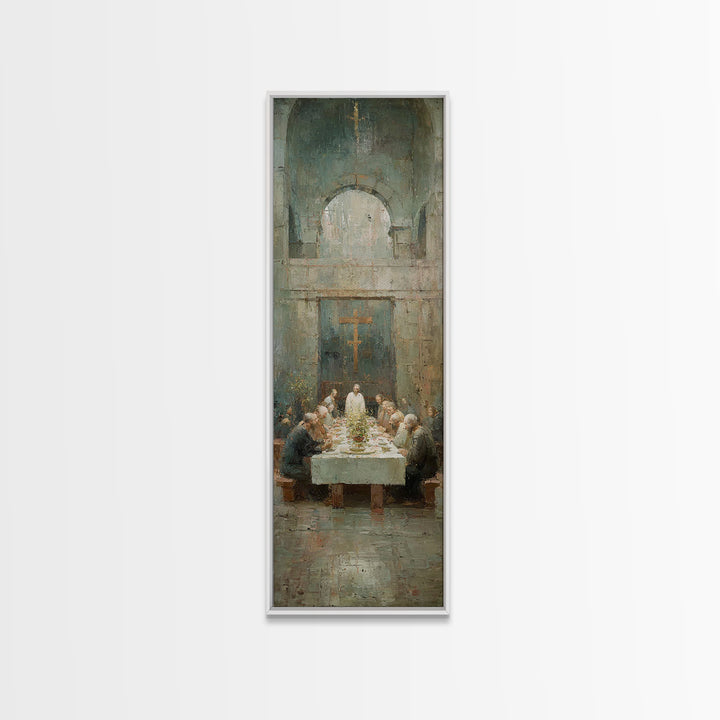 Heaven’s Table Grace | Framed Canvas Print | Christian Art Canvas | Jesus Wall Art | Modern Christian Art | Narrow Art | Christmas Art | Ch
