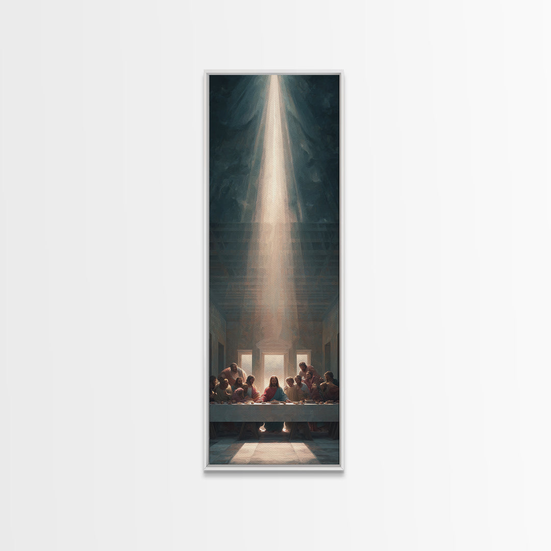 Light Of Communion, Framed Canvas Print, Christian Art, Jesus Painting Canvas, Christian Wall Art, Tall Narrow Wall Art, Christian Christma