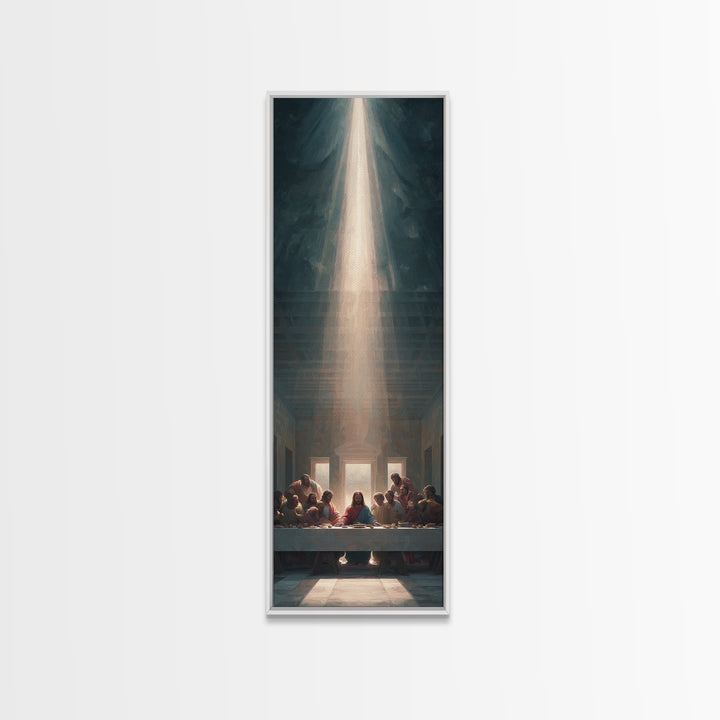 Light Of Communion, Framed Canvas Print, Christian Art, Jesus Painting Canvas, Christian Wall Art, Tall Narrow Wall Art, Christian Christma