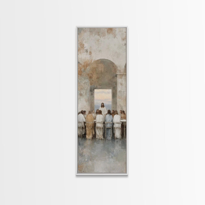 Eternal Supper Radiance, Framed Canvas Print, Christian Art Canvas, Jesus Art Print, Christian Painting, Narrow Art, Christmas Wall Art, Ch