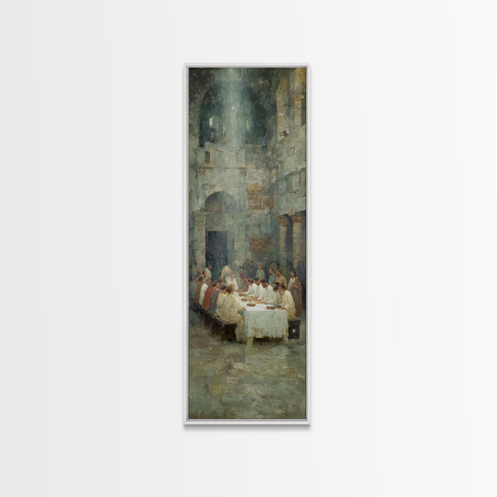 Table Of Grace | Framed Canvas Print | Christian Art Canvas | Modern Christian Painting | Jesus Wall Art | Tall Narrow Wall Art | Christmas