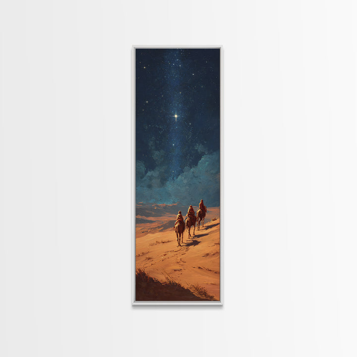 Holy Night Trek – Framed Canvas Print – Christian Wall Art – Christian Art Canvas – Tall Skinny Art Print – Christmas Art