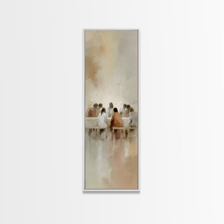Quiet Supper Light – Framed Canvas Print – Christian Wall Art – Jesus Art Print – Christian Art Canvas – Tall Skinny Art Print – Christmas
