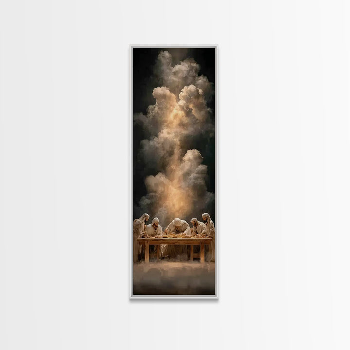 Heavenly Supper Light – Framed Canvas Print – Christian Wall Art – Jesus Painting – Christian Christmas Art – Tall Narrow Wall Art – Christ