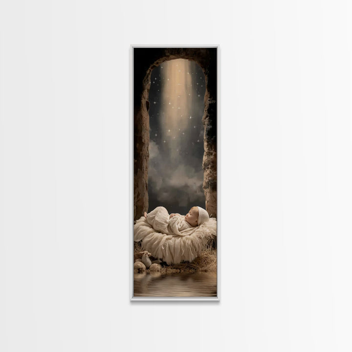 Star of Bethlehem – Framed Canvas Print – Christian Wall Art – Christmas Art – Jesus Painting – Narrow Art – Christian Christmas Decor – Ch