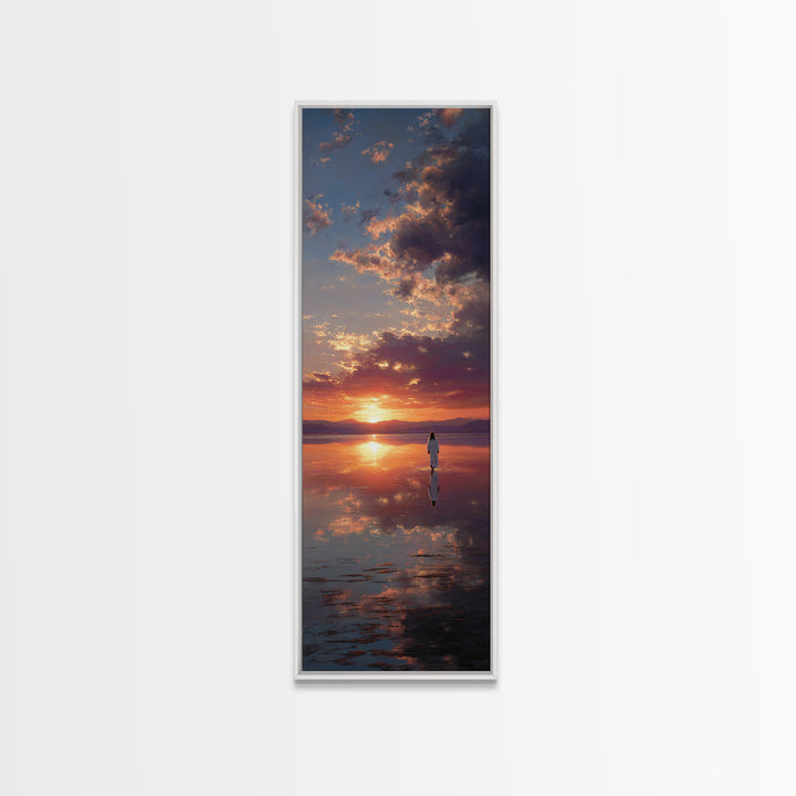 Sunset Walk Of Grace – Framed Canvas Print – Tall Narrow Wall Art – Christian Wall Art – Jesus Painting – Christian Art Canvas – Christian