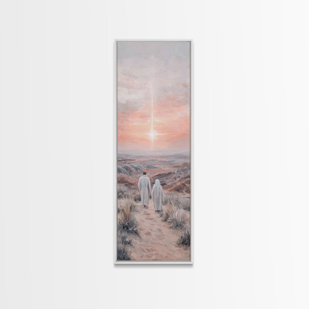 Desert Star Journey – Framed Canvas Print – Christian Wall Art – Christian Art Canvas – Christmas Art – Narrow Art – Christian Gift Ideas