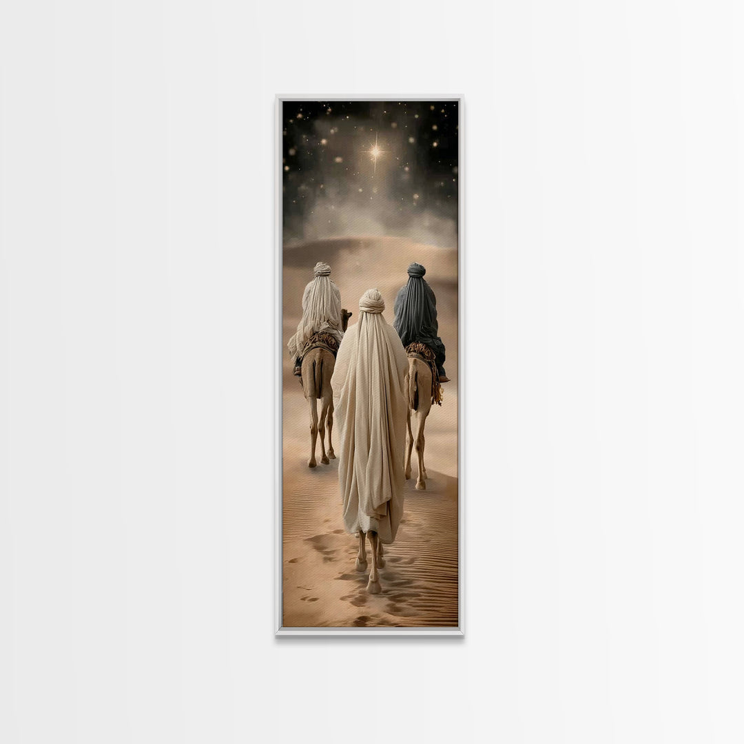 Starward Caravan – Framed Canvas Print – Christian Christmas Art – Christian Wall Art – Jesus Christmas Art – Tall Skinny Art Print – Chris