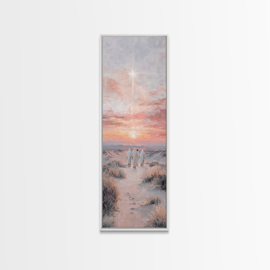 The Guiding Star – Framed Canvas Print – Tall Skinny Art Print – Christian Wall Art – Christmas Art – Christian Art Canvas – Jesus Painting
