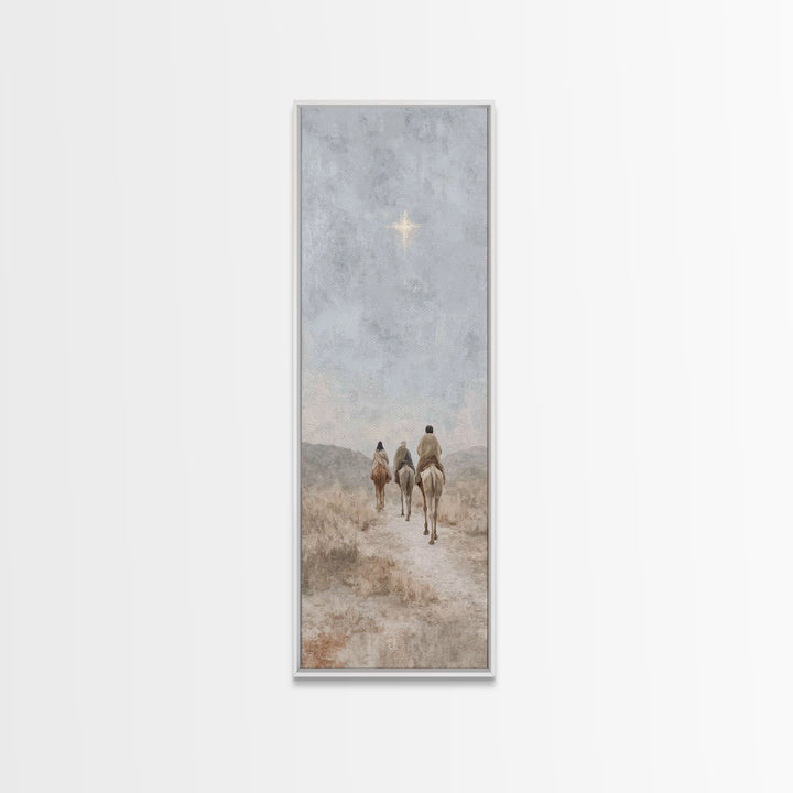 Desert Star Journey – Framed Canvas Print – Narrow Art – Christian Art – Christmas Wall Art – Jesus Painting – Christian Art Print – Christ