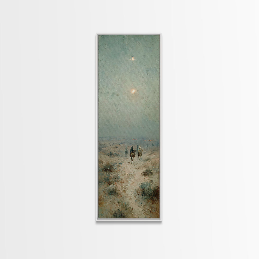 Bethlehem Star Path – Framed Canvas Print – Tall Narrow Wall Art – Christian Art – Christmas Art – Christian Art Print – Christian Canvas –