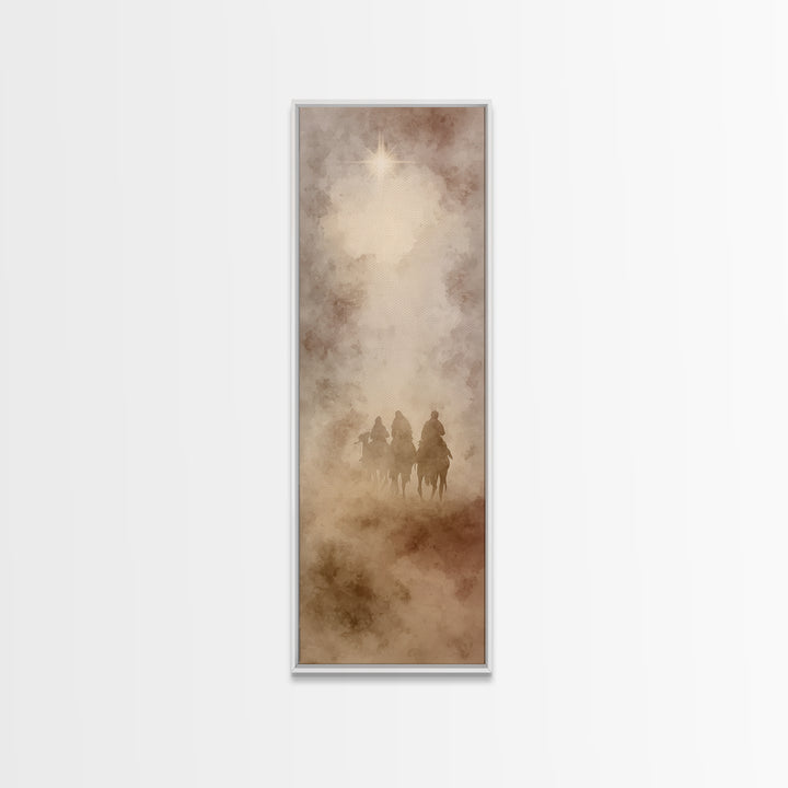 Star Of The East – Framed Canvas Print – Narrow Art – Christian Christmas Art – Jesus Painting – Christian Art Canvas – Christmas Wall Art