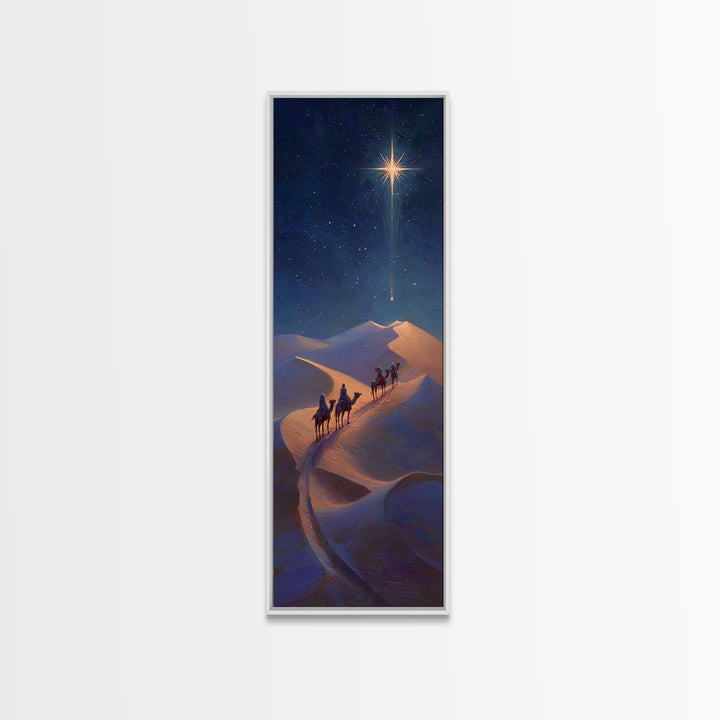 Wandering Kings Star – Framed Canvas Print – Narrow Art – Christian Christmas Art – Christian Art Canvas – Jesus Painting – Christmas Wall
