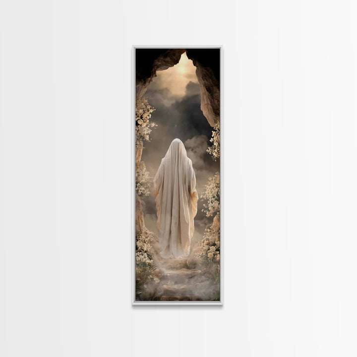 Holy Cave Dawn – Framed Canvas Print – Tall Skinny Art Print – Christian Art – Jesus Painting – Christian Art Canvas – Christian Wall Art –