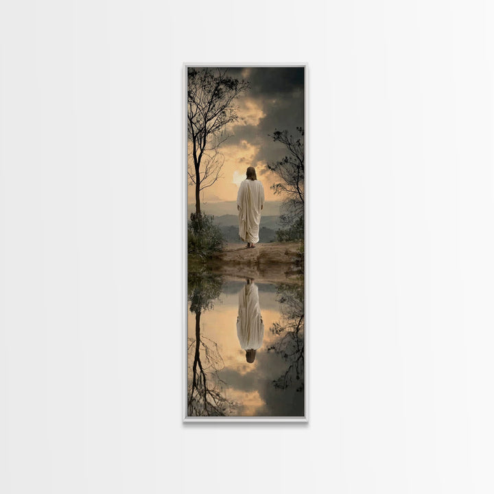 Twilight Journey Home – Framed Canvas Print – Narrow Art – Christian Wall Art – Christian Art Canvas – Jesus Painting – Subtle Christian Ar