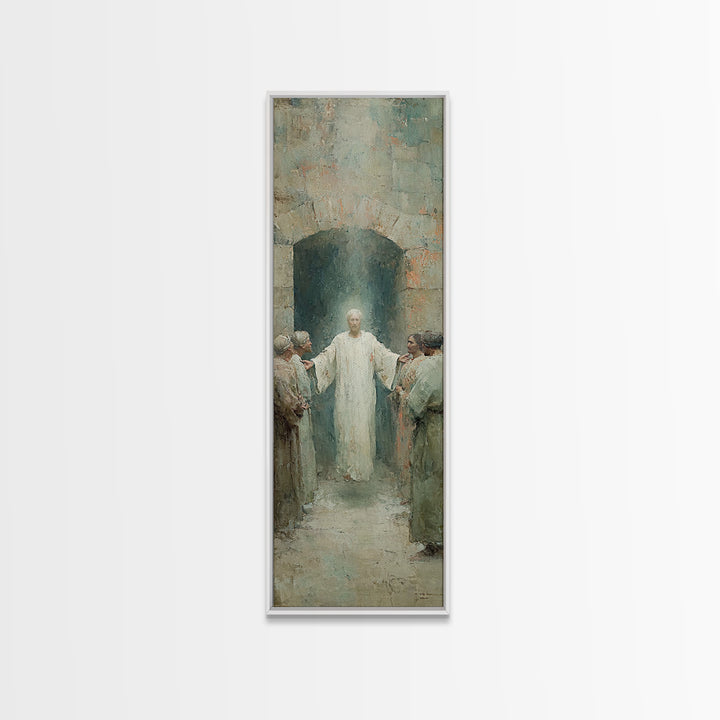 Risen In Glory – Framed Canvas Print – Tall Narrow Wall Art – Christian Art Canvas – Jesus Painting – Christian Art Print – Christian Wall