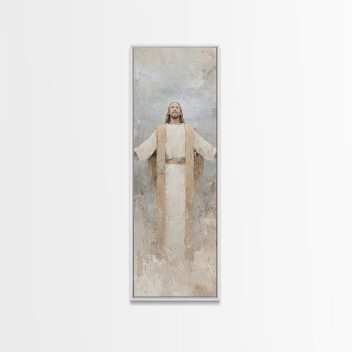 Radiant Savior Light, Framed Canvas Print, Skinny Art, Christian Art Canvas, Christian Wall Art, Jesus Painting, Christian Art